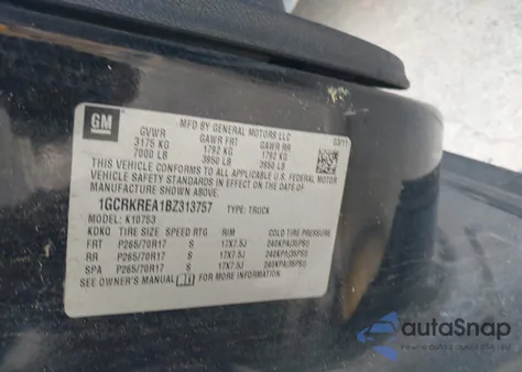 2011 Chevrolet Silverado 1500 Ls из США, поврежденный, VIN 1GCRKREA1BZ313757